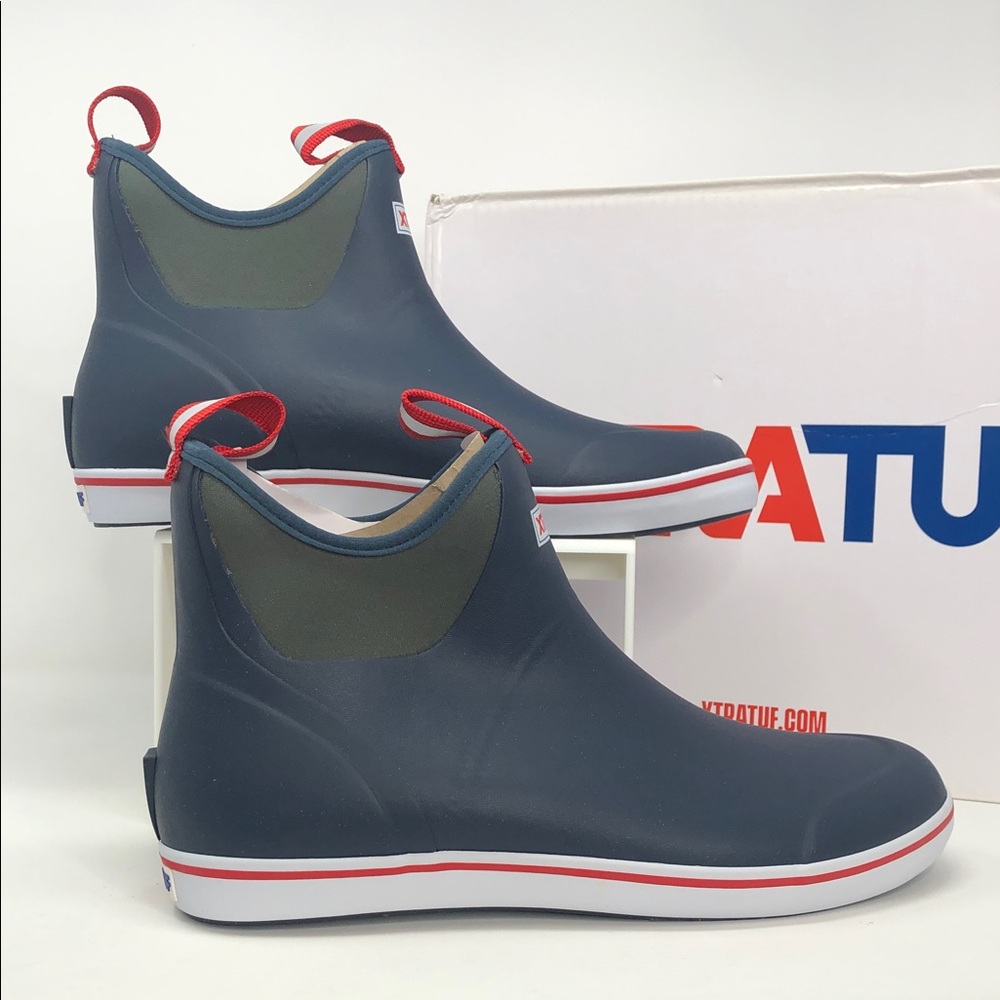 XtraTuf Ankle Rubber Deck Navy Red 22733 Men’s Waterproof Boots - Size 12